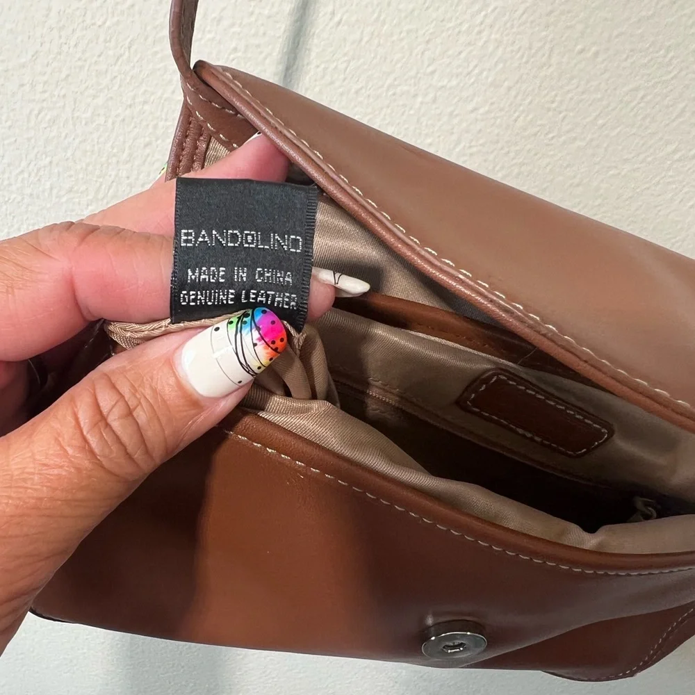 Bandolino Crossbody Camel Leather Shoulder Bag Convertible Clutch‎ Purse New